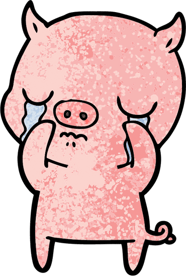 卡通猪哭泣 cartoon pig crying