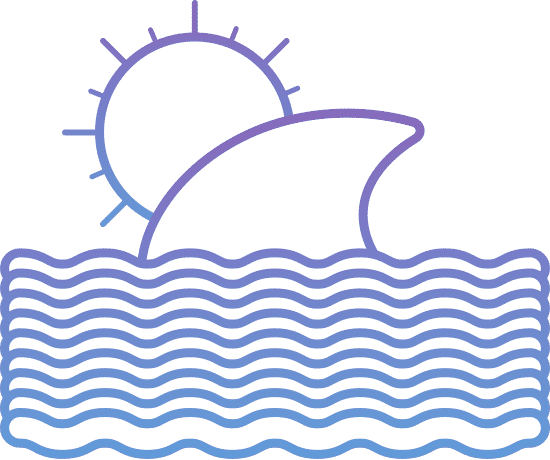 Summer Ocean With Shark Fin And Sun Gradient Style素材 Canva中国