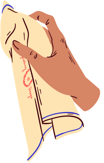 Hand Drawn Sketchy Brown Skinned Hand Holding Good Morning Towel素材 Canva可画