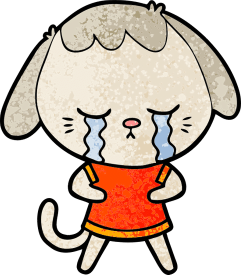 可爱的小狗卡通哭泣 cute puppy crying cartoon