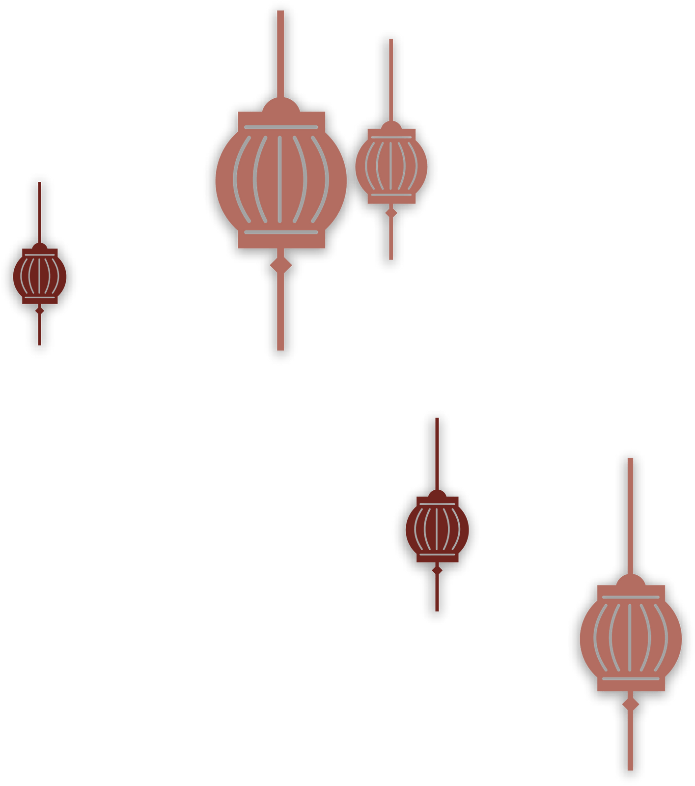 红色粉色中国风灯笼彩色传统中式喜庆宫灯扁平插画