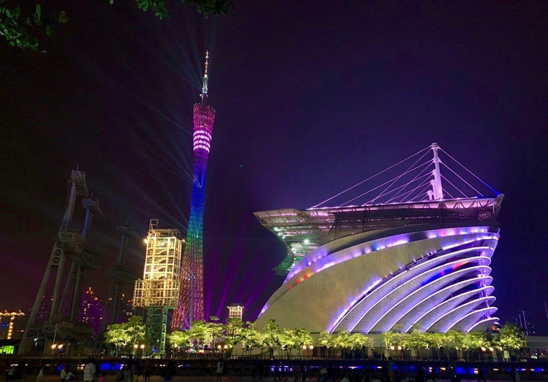 广州塔夜景灯光地标电视塔中国