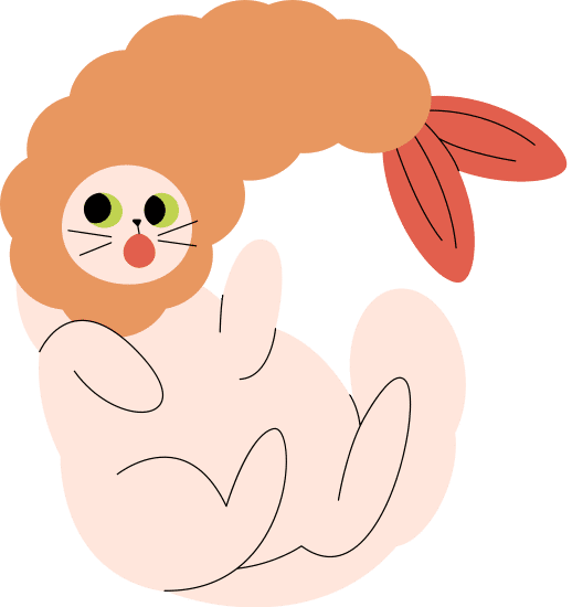 小猫可爱食物装扮手绘童趣插画元素猫