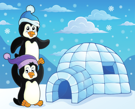 igloo with penguins