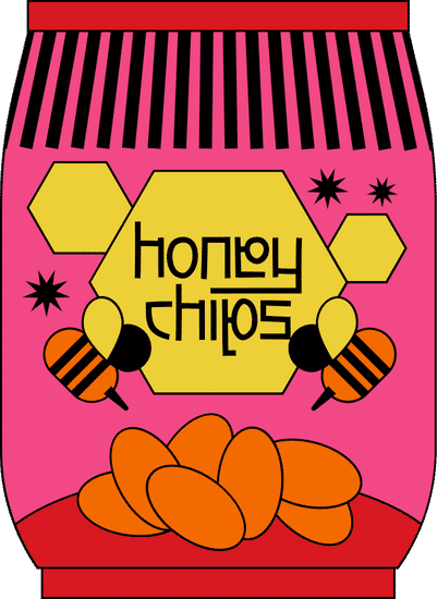 Bright Lined Forced Perspective Honey Butter Chips 素材 Canva可画 0087