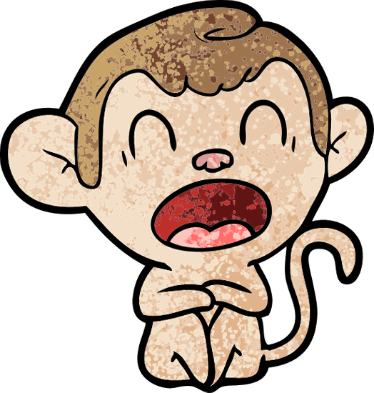 打哈欠卡通猴 yawning cartoon monkey