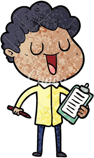 Laughing Cartoon Man With Clipboard And Pen 素材 Canva可画