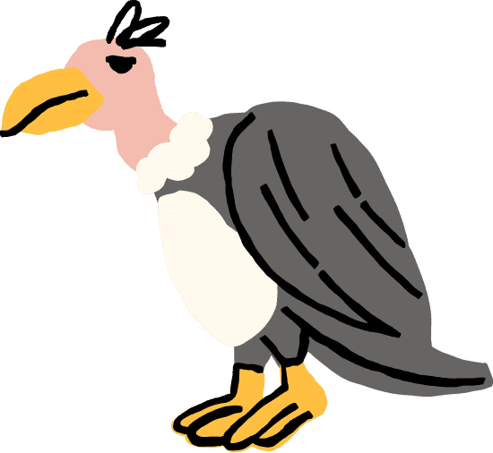 动物简笔画手绘儿童插画元素秃鹫