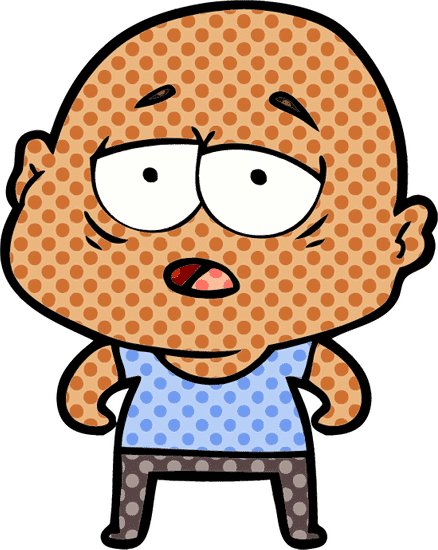 卡通累秃顶男人 cartoon tired bald man