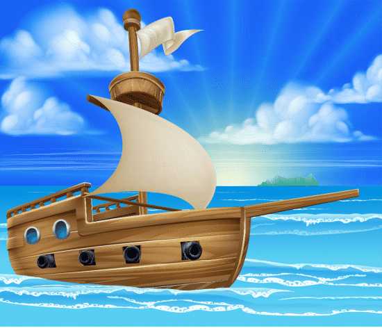 cartoon sailing ship