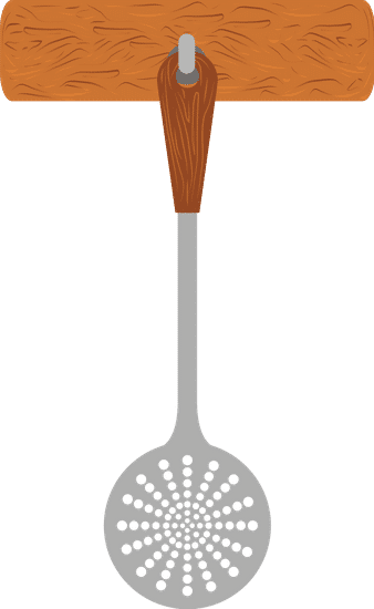 漏勺上的挂钩 slotted spoon on a hook