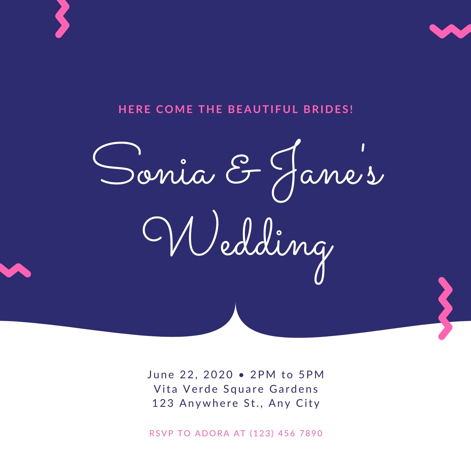 Purple And Pink Lesbian Wedding Invitation英文邀请函
