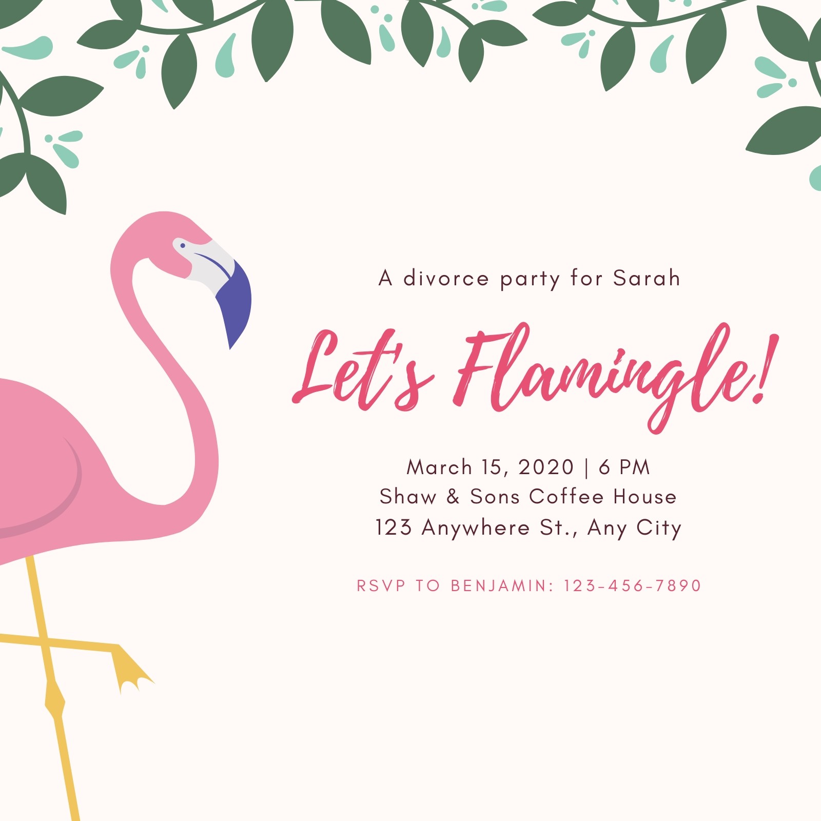 pinkflamingodivorcepartyinvitation英文邀请函