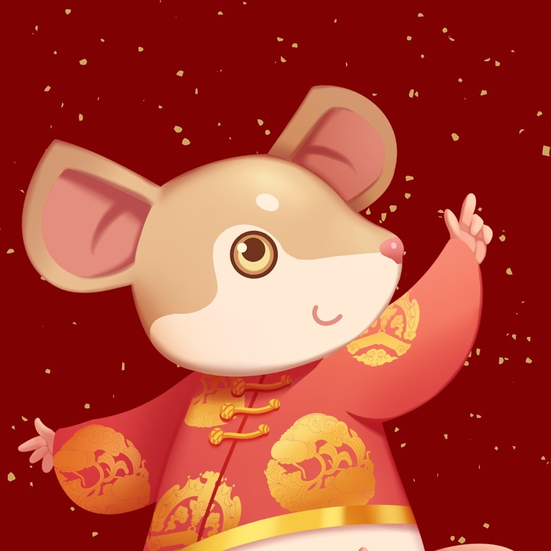 金红色老鼠中式春节中文微信头像