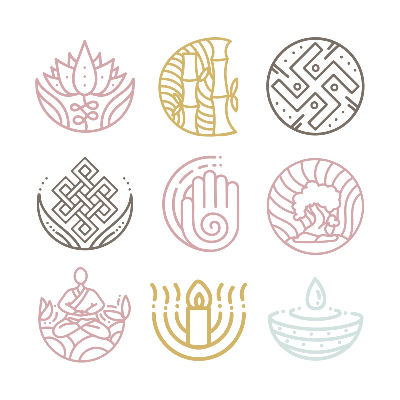 佛教七珍八宝符号设计|平面|图案|半糖君 - 原创作品 - 站酷 (ZCOOL)