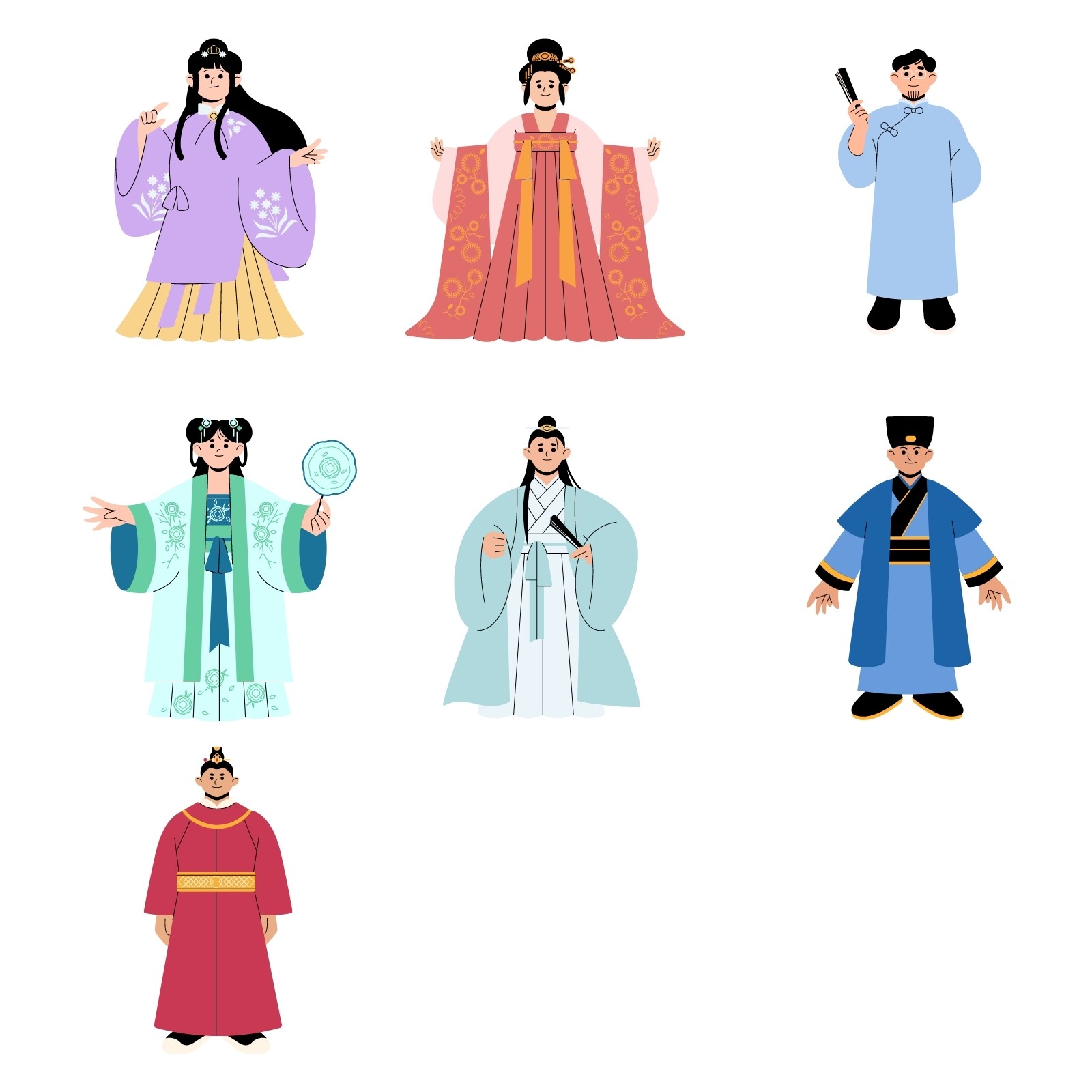 亚洲日式女性人物可爱漫画插画元素 - 模板 - Canva可画