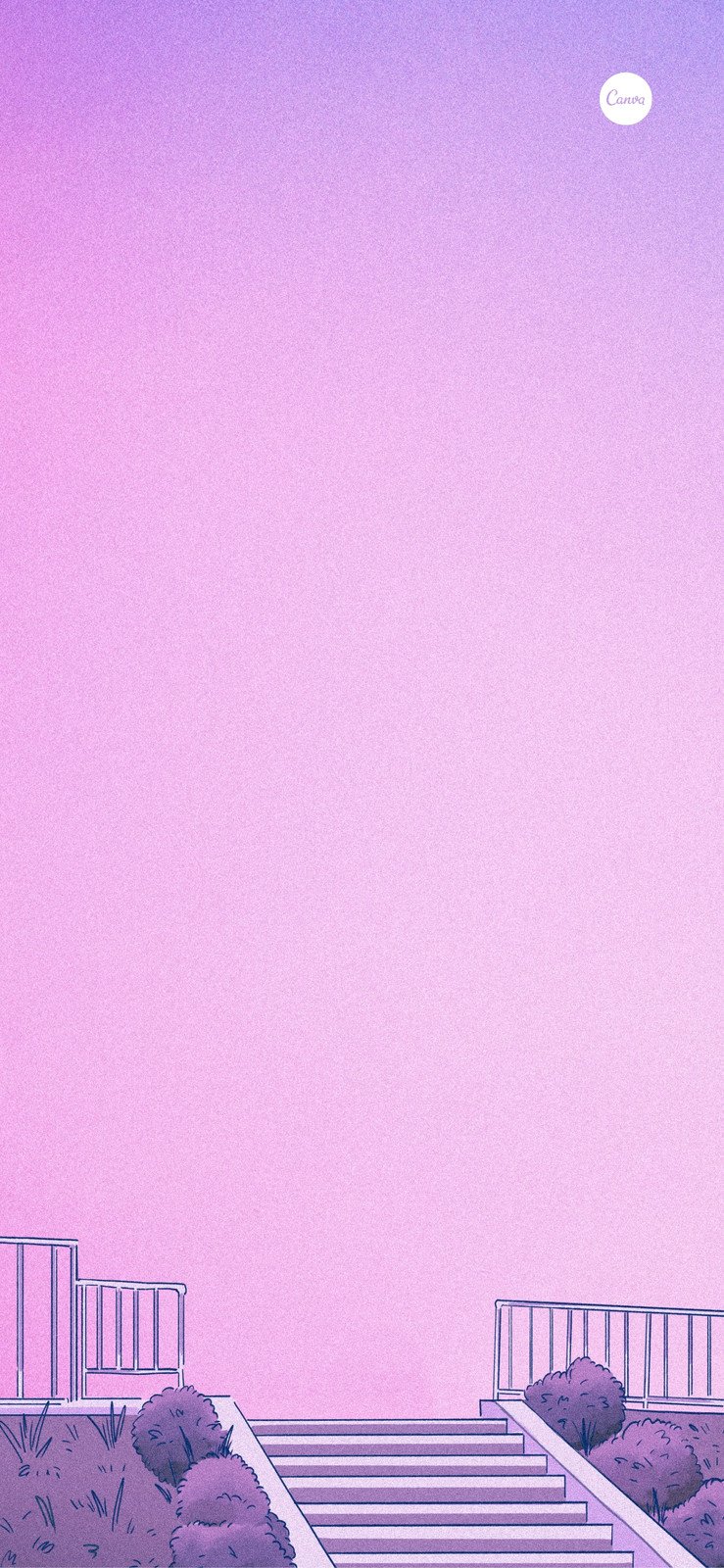 粉紫色日式插画背景阶梯手绘分享新手机壁纸 模板 Canva可画