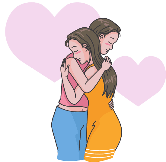 Girls Hugging Illustration 素材 Canva可画 