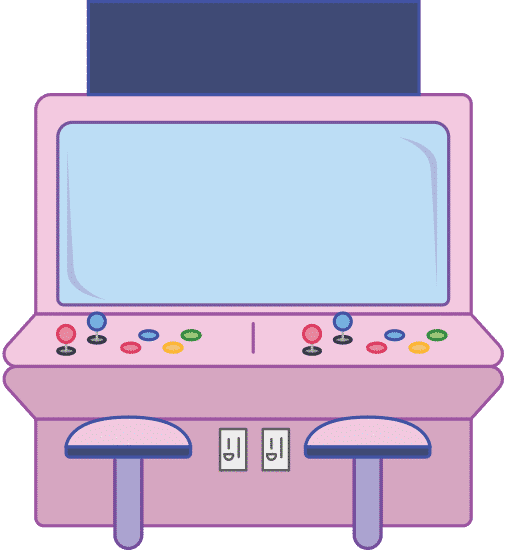 街机娃娃机游戏厅粉色缤纷插画元素街机游戏机