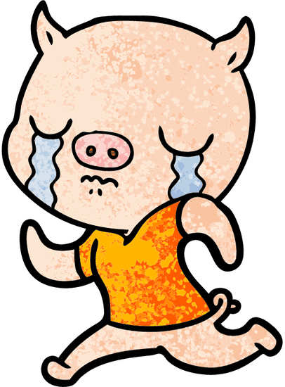 卡通猪哭泣 cartoon pig crying