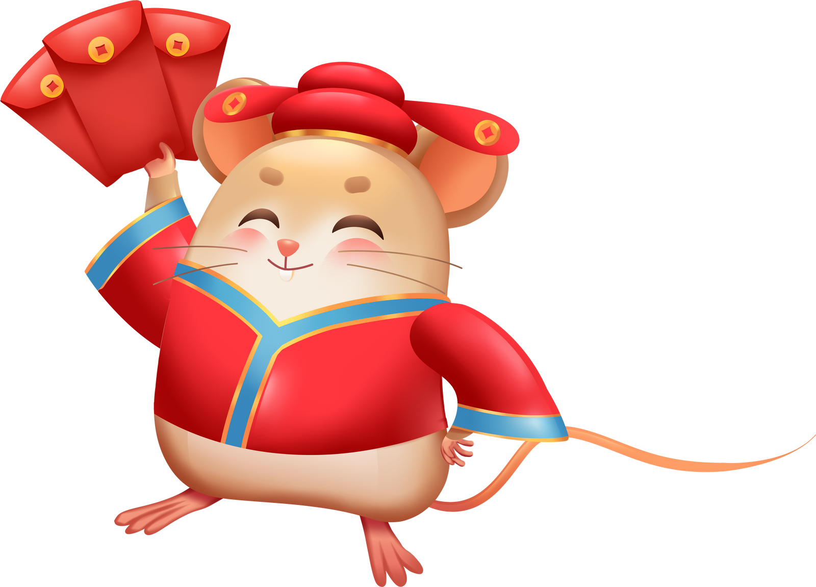 2020年春节动物鼠年红包卡通插画节日中国风彩色图片