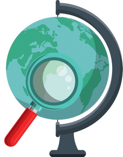 使用大化玻璃矢量的地球镜子globe Model With Magnifying Glass Vector素材 Canva可画