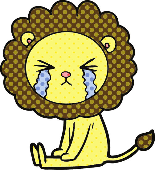 卡通狮子哭泣 cartoon crying lion