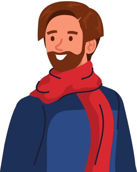 Young Man Bearded Wearing Winter Coat and Scarf Character - 素材 - Canva可画