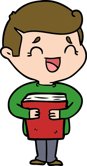 卡通笑的人持书 cartoon laughing man holding book