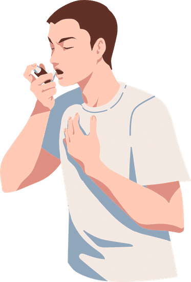 哮喘日使用哮喘喷雾的男孩