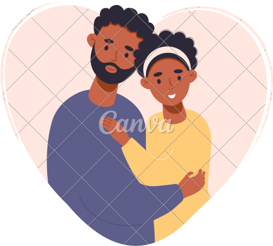 Cute Black Couple 素材 Canva可画 