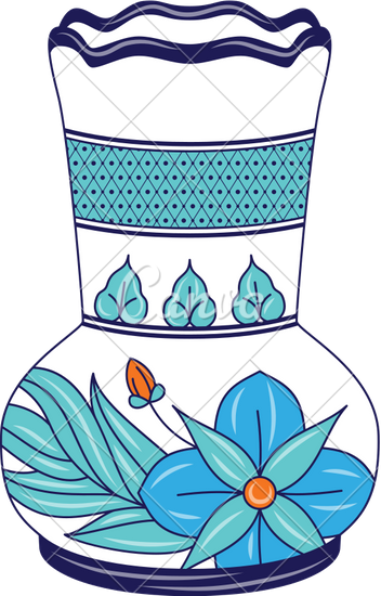 墨西哥陶瓷花瓶手绘线条插画元素罐子