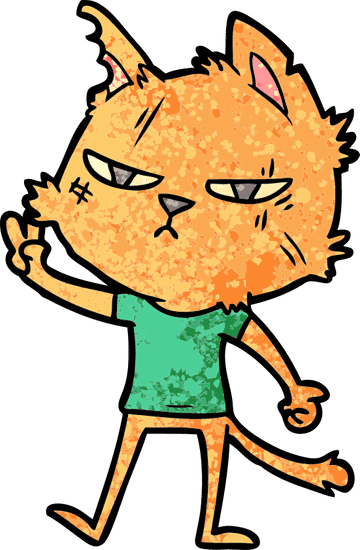 艰难的卡通猫给予胜利手势 tough cartoon cat giving victory sign