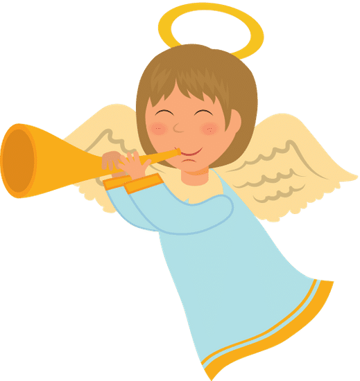可爱卡通天使与小号cute Angel Cartoon With Trumpet素材 Canva可画