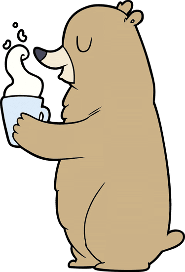 卡通熊热饮矢量插图设计 cartoon bear with hot drink vector