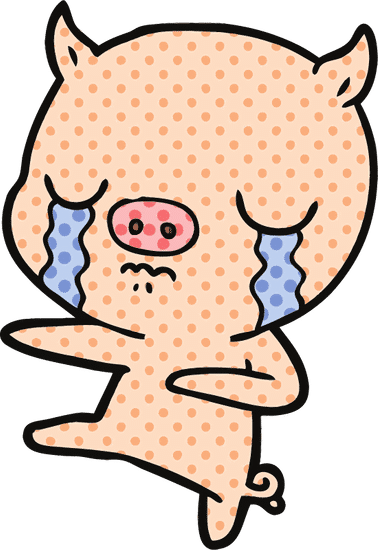 卡通猪哭泣 cartoon pig crying