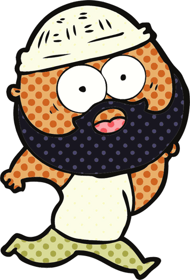 卡通胡子的男人跑 cartoon bearded man running