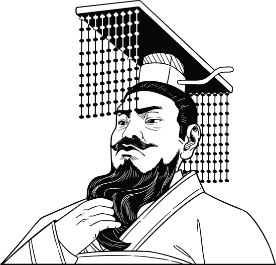 写实中国著名历史人物黑白线描风插画