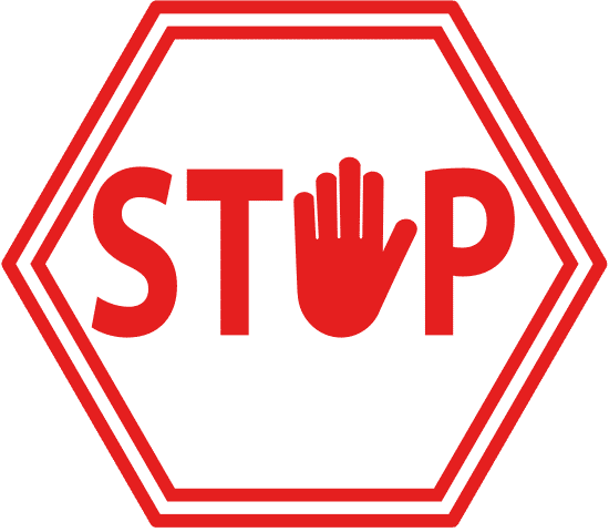 hand blocking sign stop red