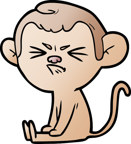 卡通愤怒的猴子矢量字符插图 cartoon angry monkey vector character