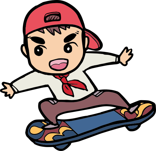 涂鸦开学季滑板男孩