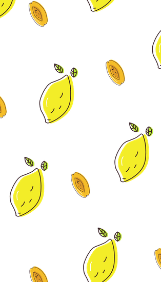绿色黄色背景水果创意卡通柠檬图案橙色彩色高清图片 Canva可画