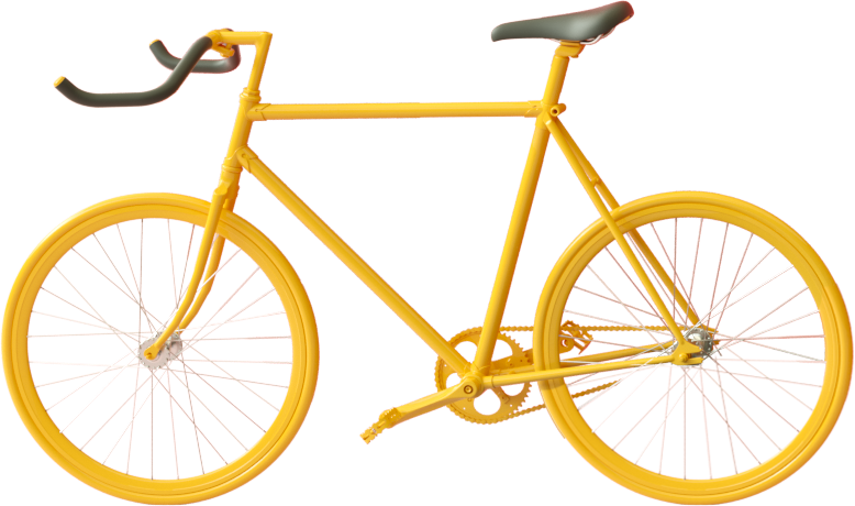 黄色创意设计素材立体png素材酷炫自行车单车山地车交通