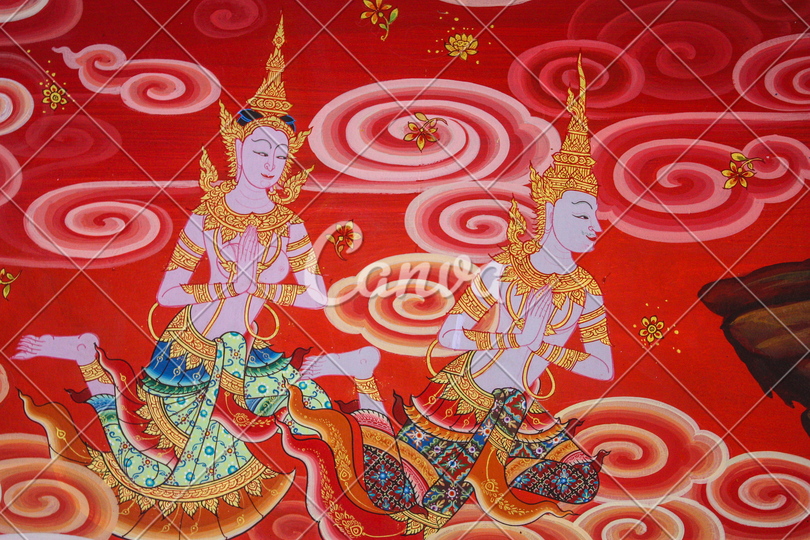 背景度假壁画寺庙绘画作品彩色图片曼谷泰国佛教过去图片