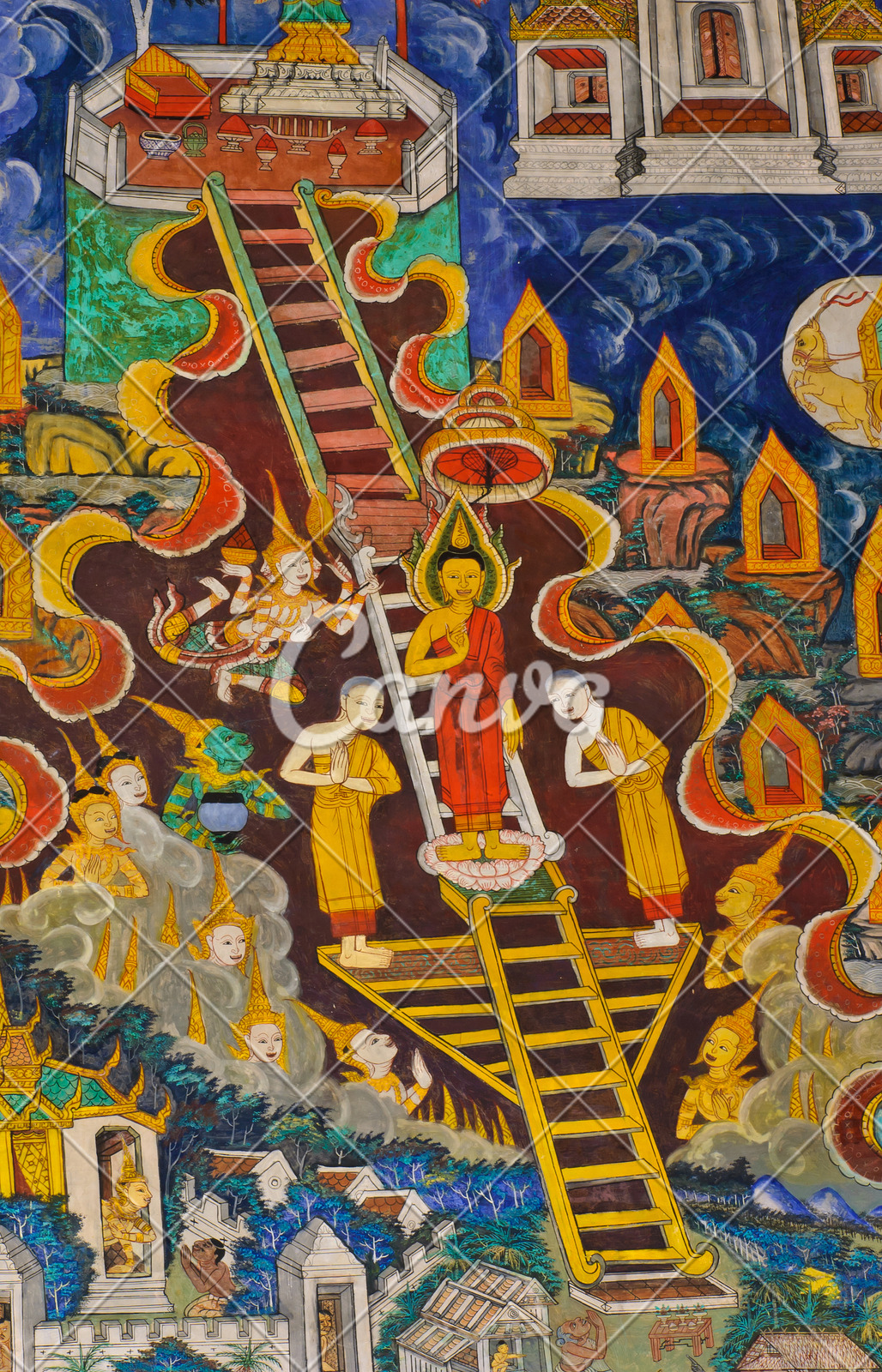 壁画寺庙绘画作品泰国佛教僧侣宗教摄影图像图片