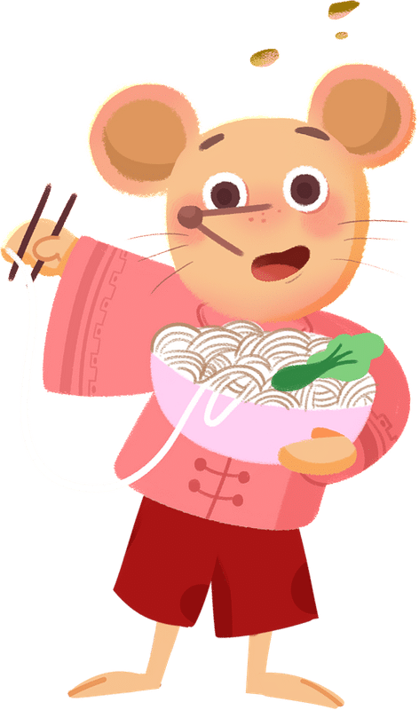春节动物鼠年卡通老鼠插画节日黄彩色红