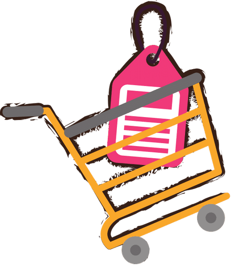 黄购物车有价格标签素描 yellow shopping cart online price tag