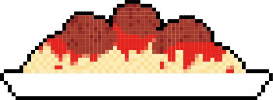 Pasta with Meatballs Pixel Art 8-Bit - 素材- Canva可画