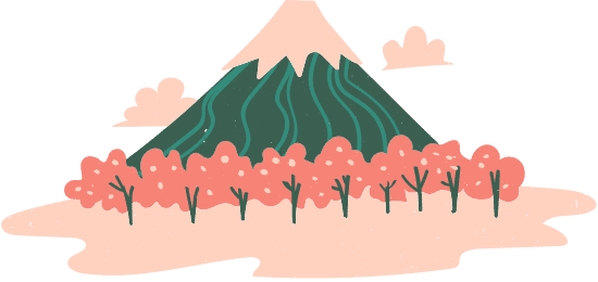世界景点地标插画元素富士山素材 Canva可画