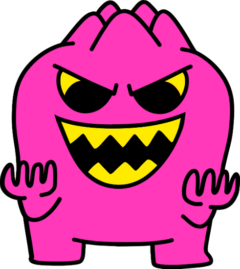 cute outlined cartoon pink monster evil laugh素材 - canva可畫